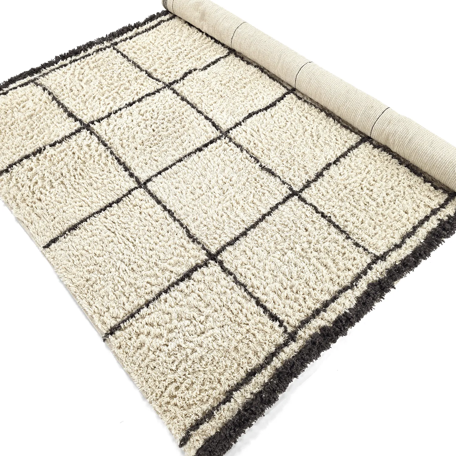 Shaggy rugs - Lana Natural Cotton Shaggy (creme/dark grey)