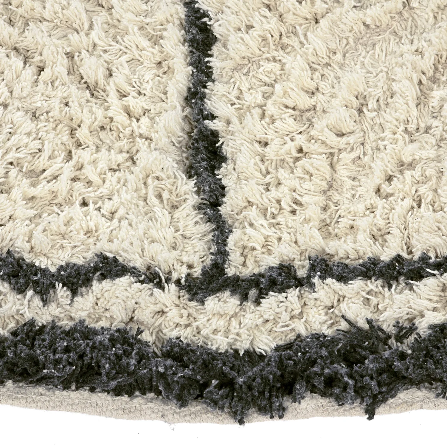 Round rug - Lana Natural Cotton Shaggy (creme/dark grey)