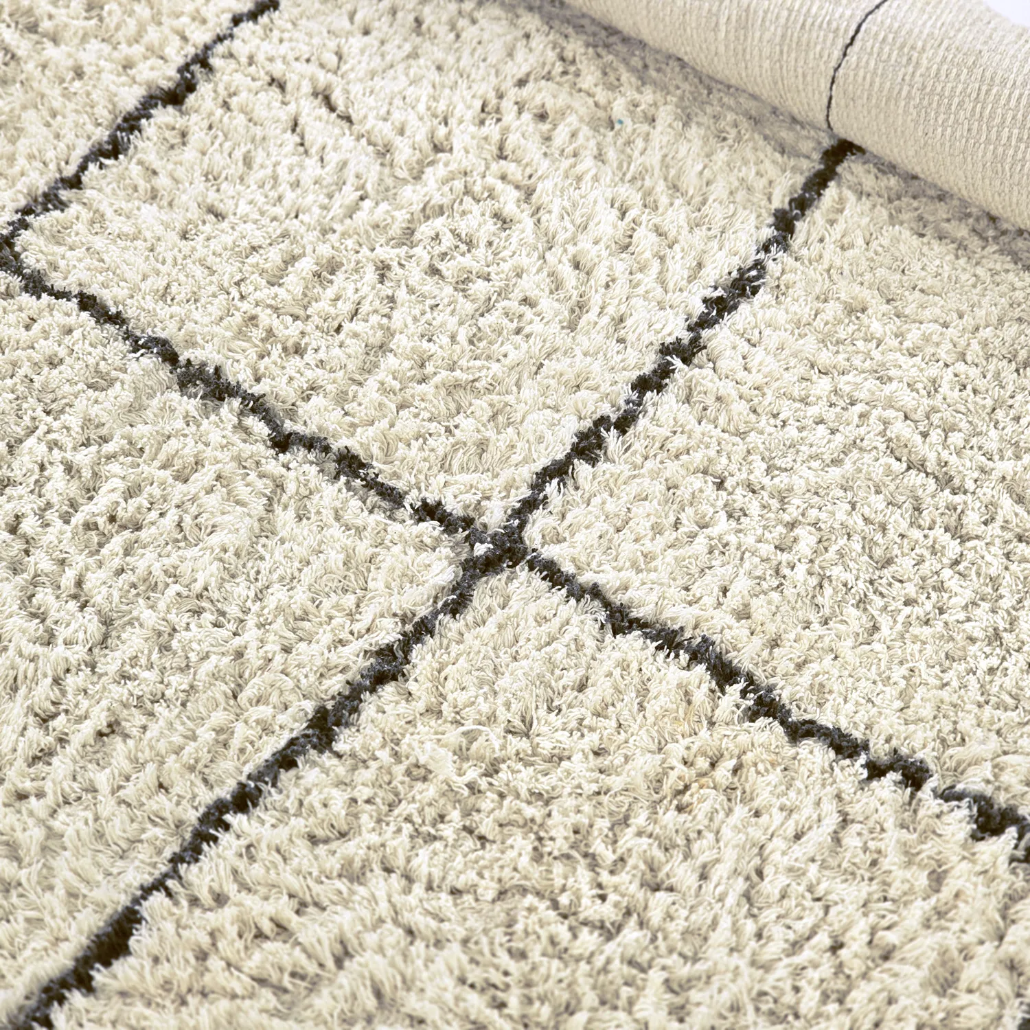 Round rug - Lana Natural Cotton Shaggy (creme/dark grey)