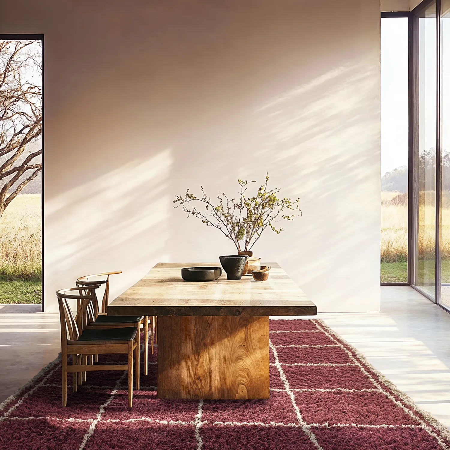 Shaggy rugs - Lana Natural Cotton Shaggy (taupe/red)