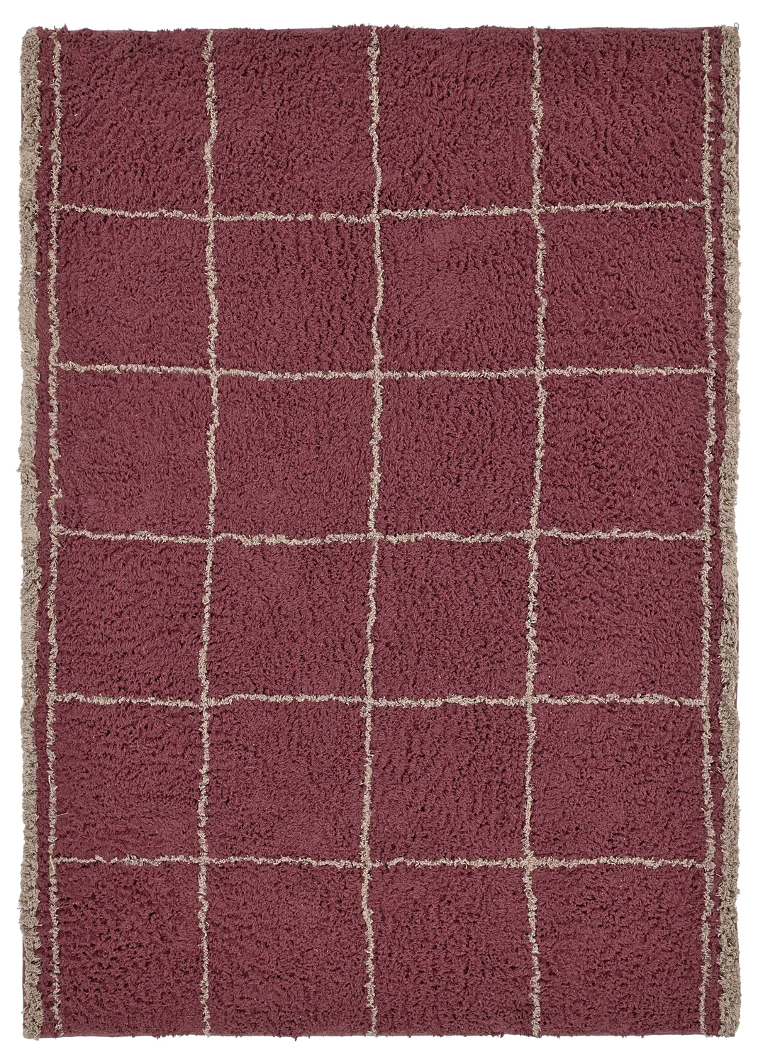 Shaggy rugs - Lana Natural Cotton Shaggy (taupe/red)