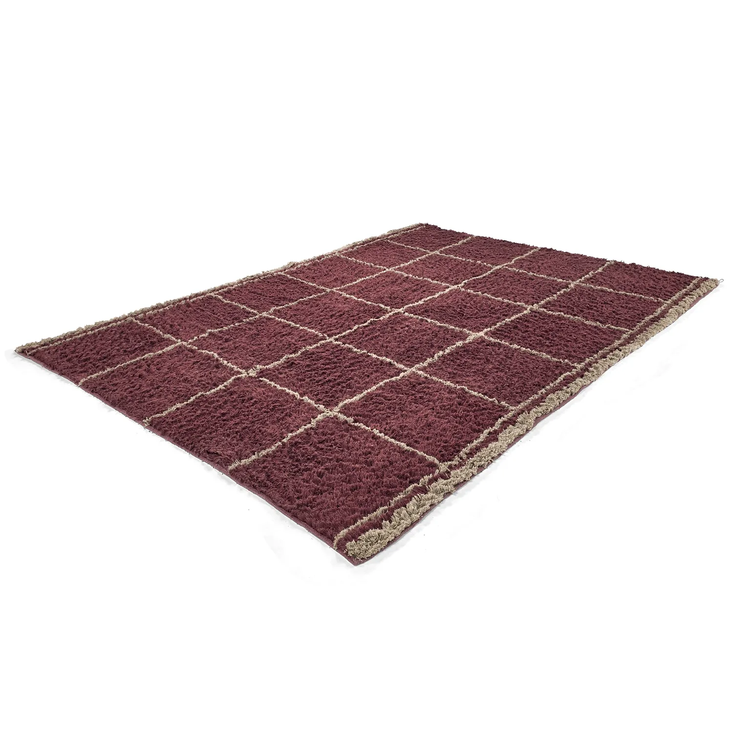 Shaggy rugs - Lana Natural Cotton Shaggy (taupe/red)
