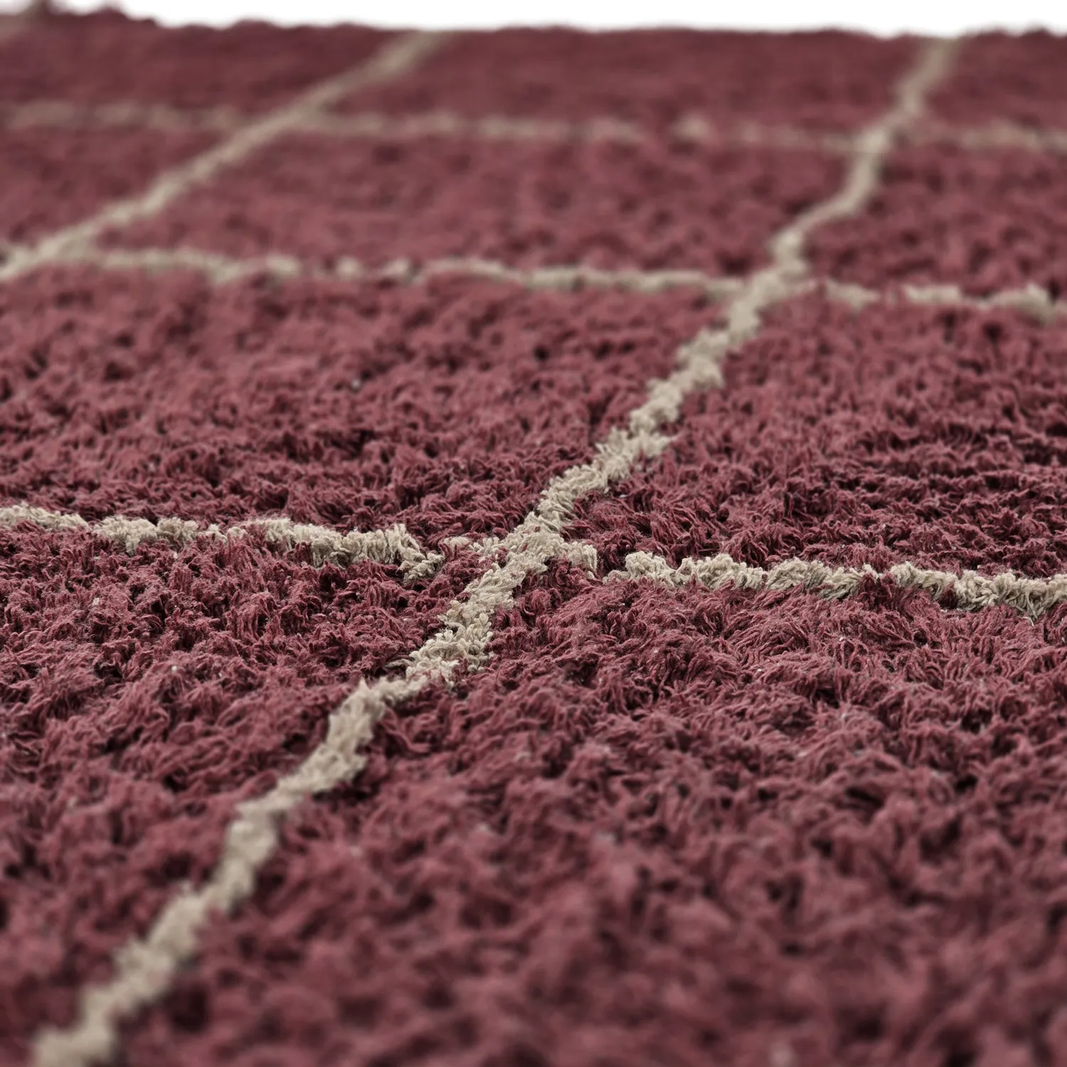 Shaggy rugs - Lana Natural Cotton Shaggy (taupe/red)