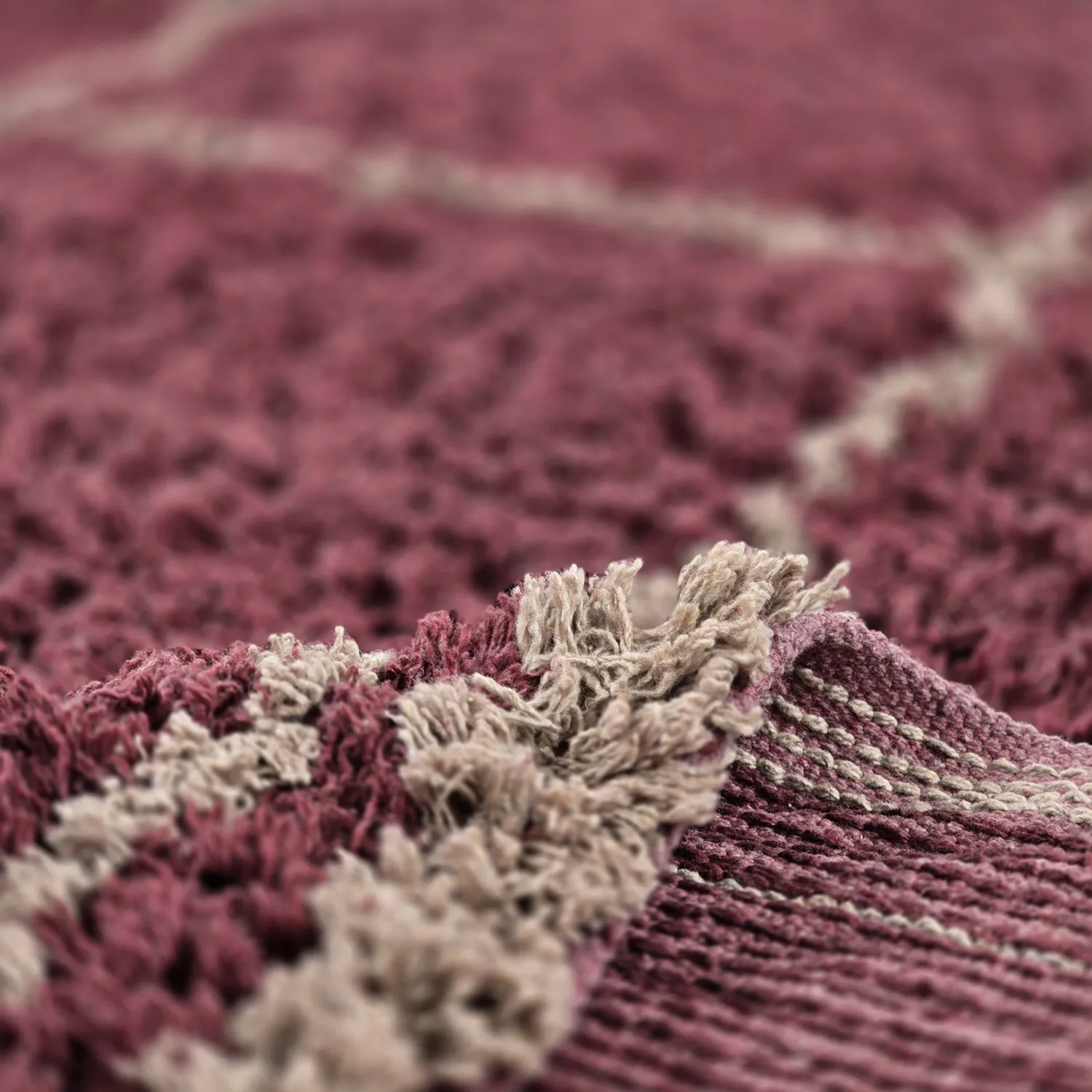 Shaggy rugs - Lana Natural Cotton Shaggy (taupe/red)