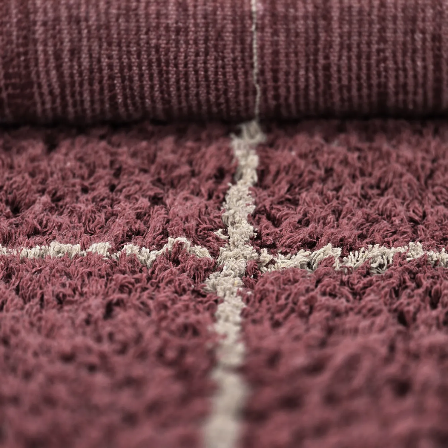 Shaggy rugs - Lana Natural Cotton Shaggy (taupe/red)