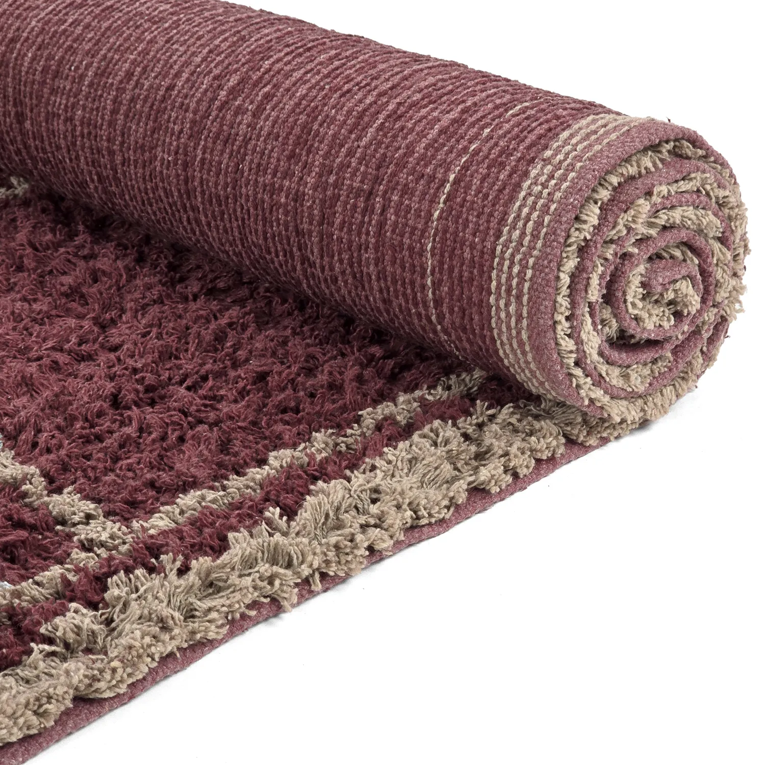 Shaggy rugs - Lana Natural Cotton Shaggy (taupe/red)