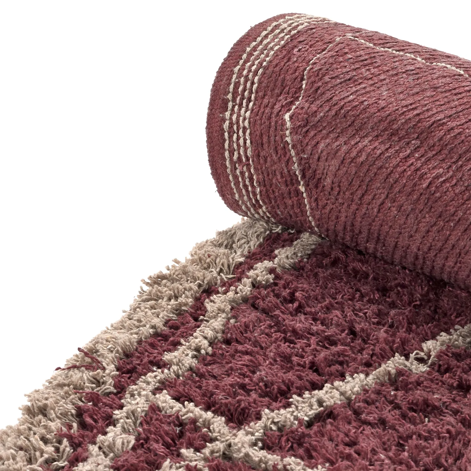 Round rug - Lana Natural Cotton Shaggy (taupe/red)