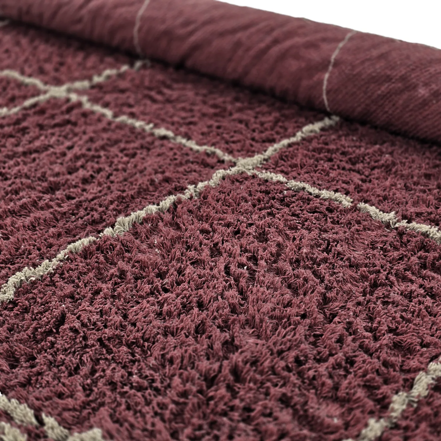 Round rug - Lana Natural Cotton Shaggy (taupe/red)
