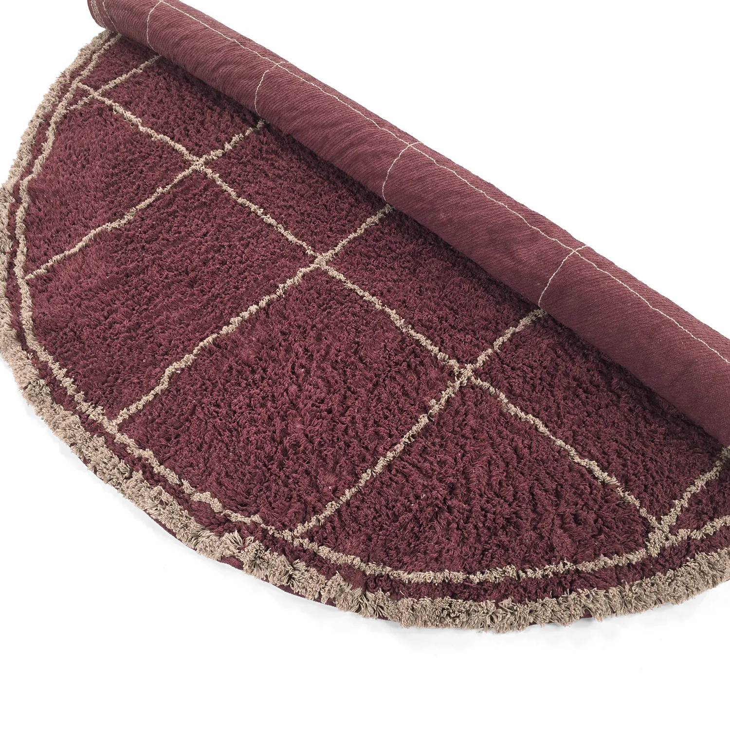 Round rug - Lana Natural Cotton Shaggy (taupe/red)