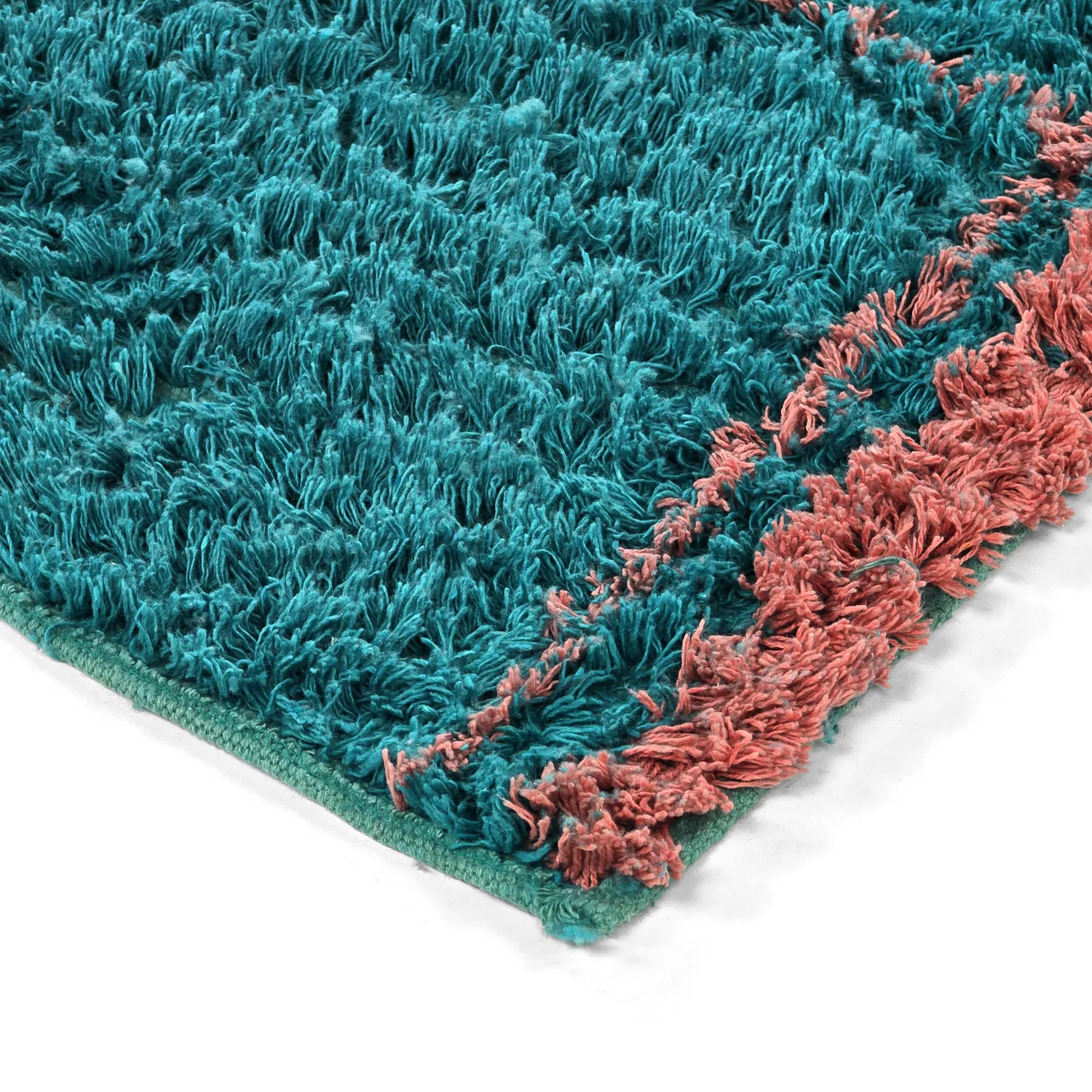 Shaggy rugs - Lana Natural Cotton Shaggy (turquoise/pink)