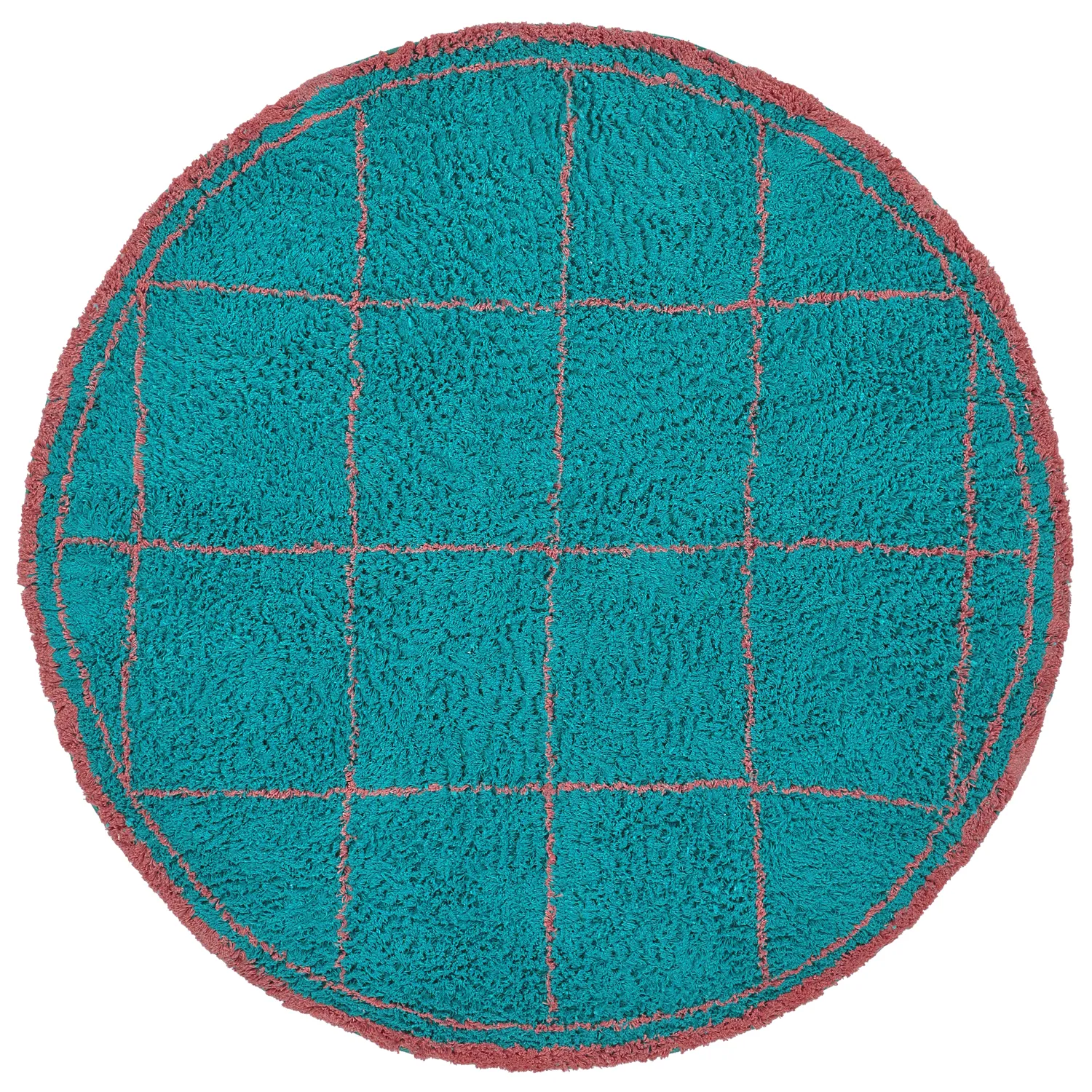 Round rug - Lana Natural Cotton Shaggy (turquoise/pink)