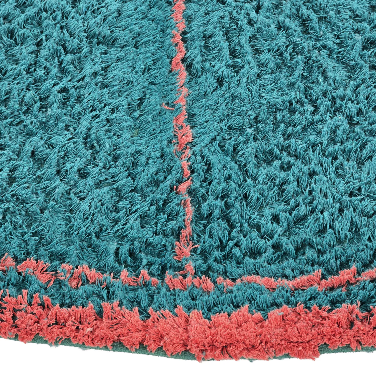 Round rug - Lana Natural Cotton Shaggy (turquoise/pink)
