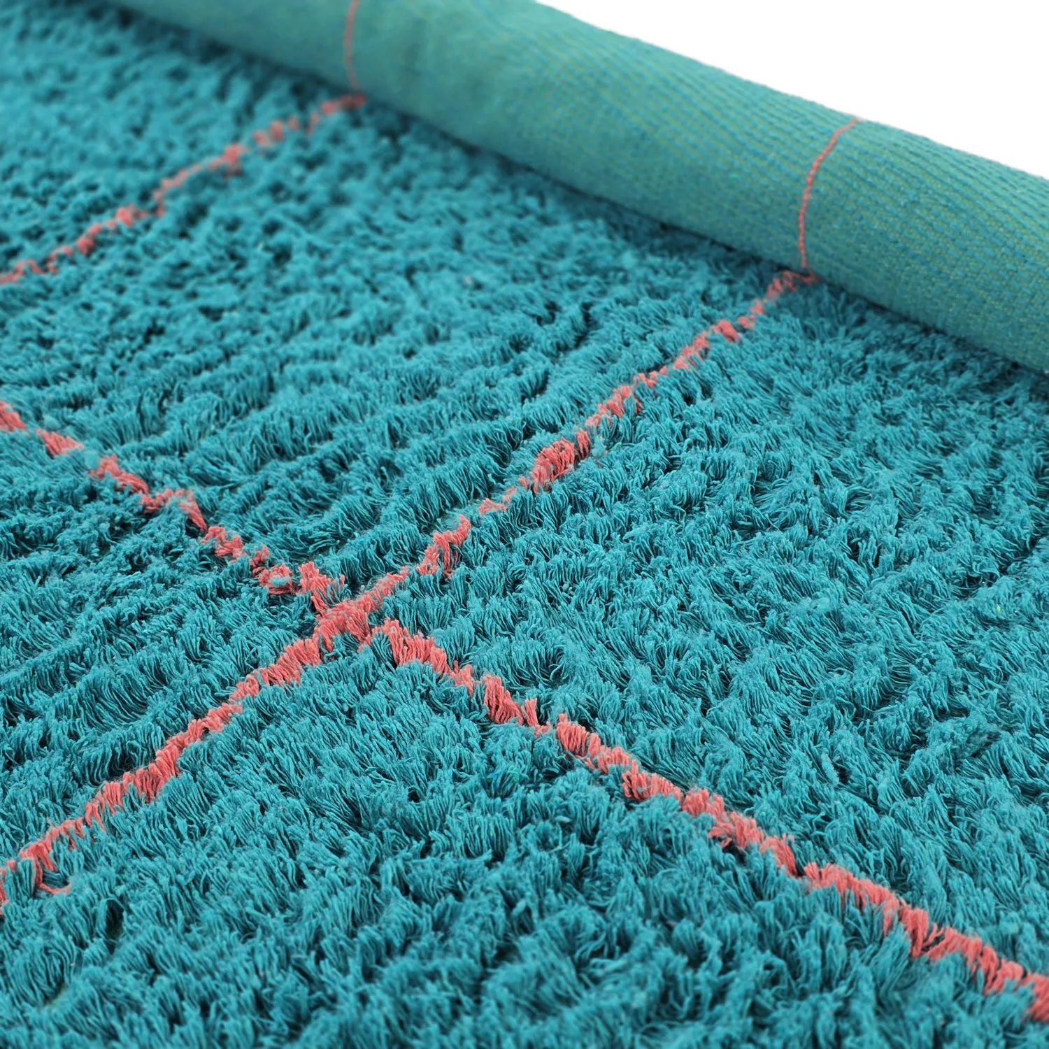 Round rug - Lana Natural Cotton Shaggy (turquoise/pink)