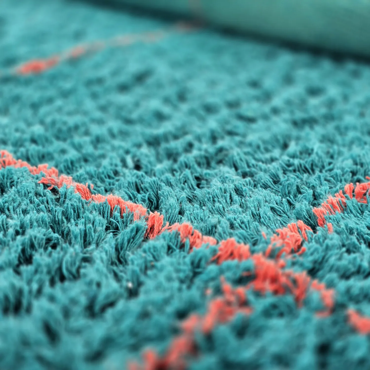 Round rug - Lana Natural Cotton Shaggy (turquoise/pink)