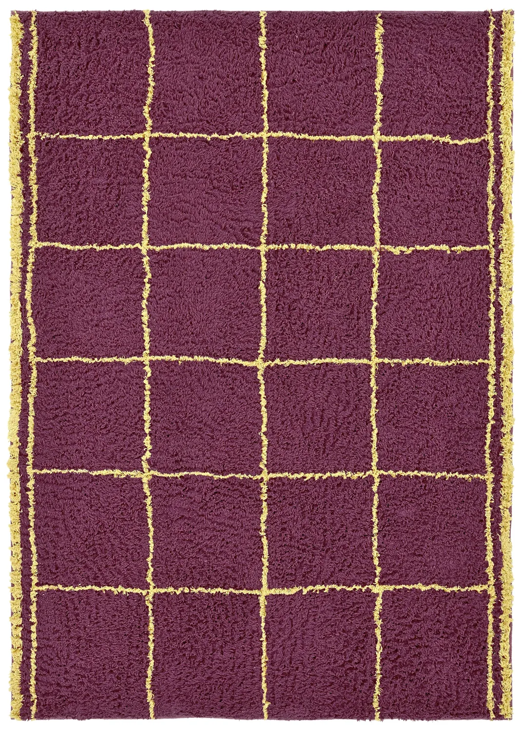 Shaggy rugs - Lana Natural Cotton Shaggy (burgundy/yellow)