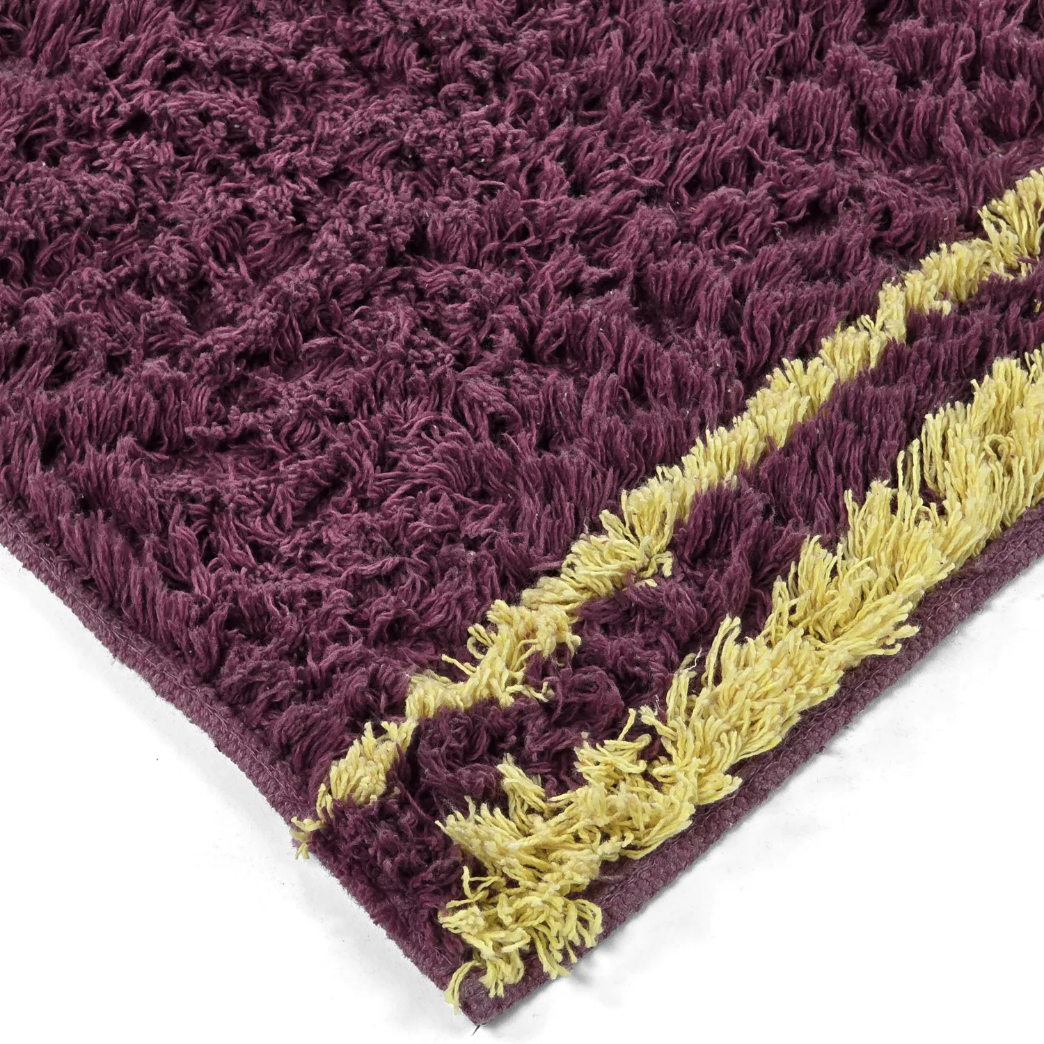 Shaggy rugs - Lana Natural Cotton Shaggy (burgundy/yellow)