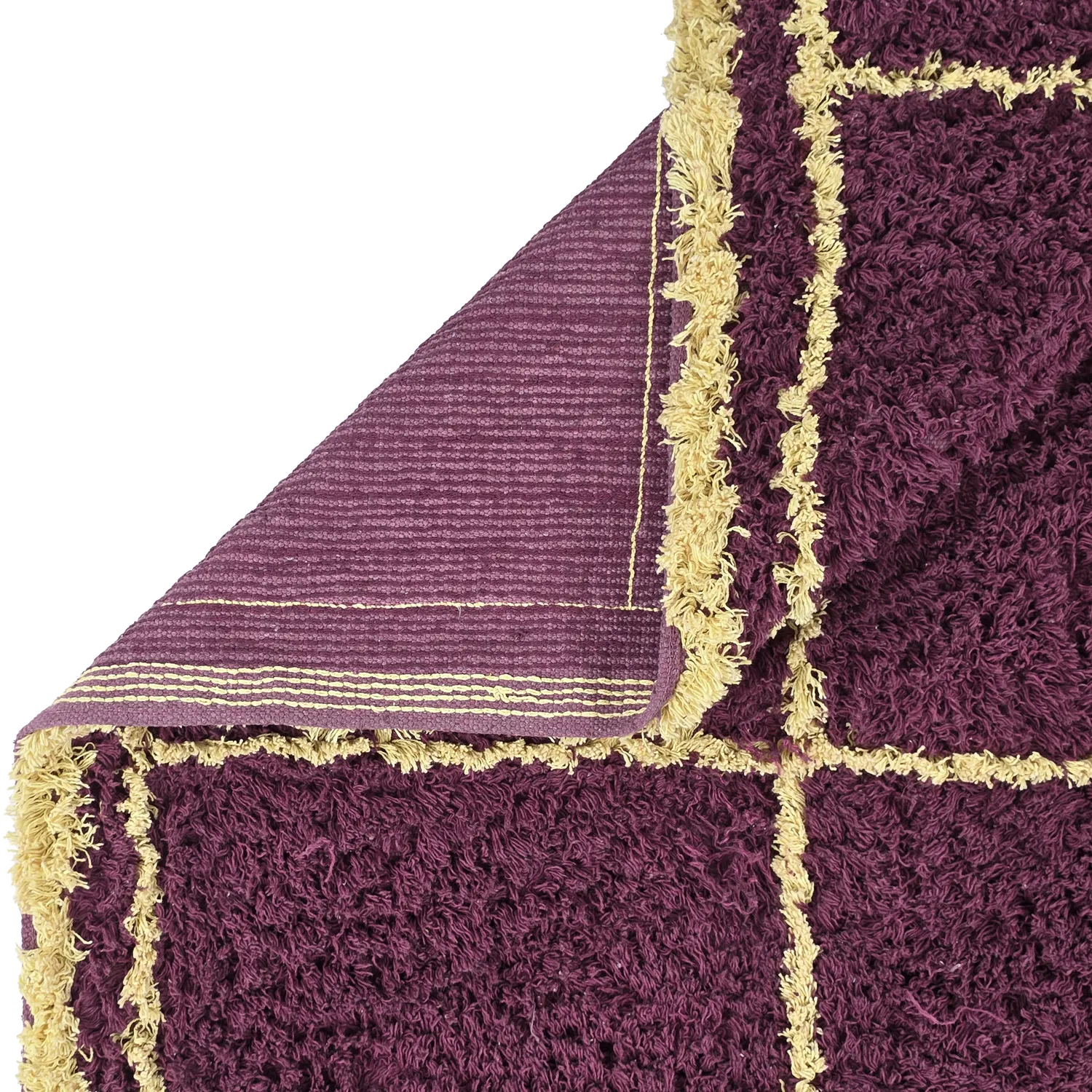 Shaggy rugs - Lana Natural Cotton Shaggy (burgundy/yellow)