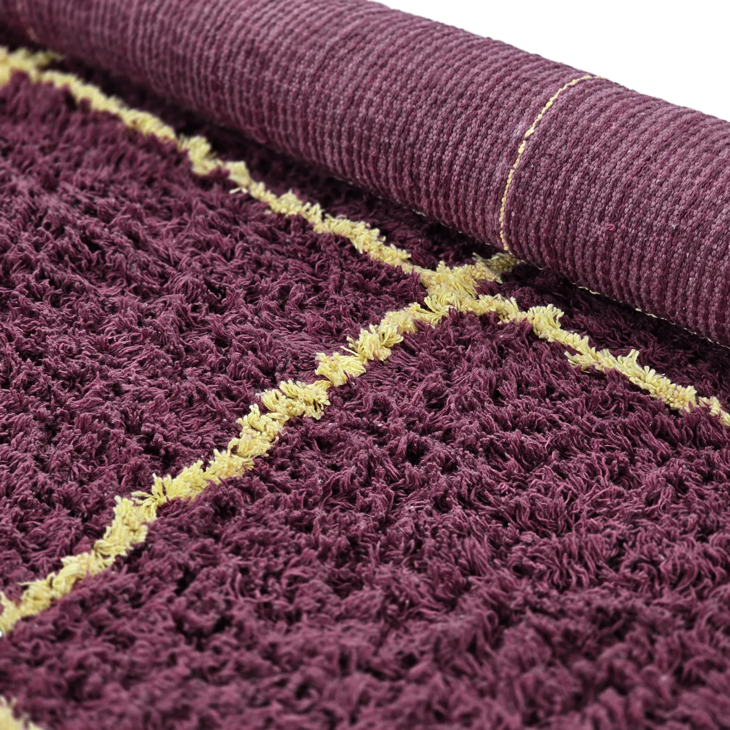 Shaggy rugs - Lana Natural Cotton Shaggy (burgundy/yellow)