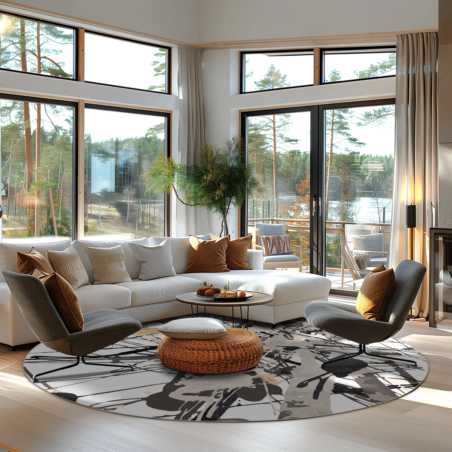 Round rug - Lawrance (grey/white)
