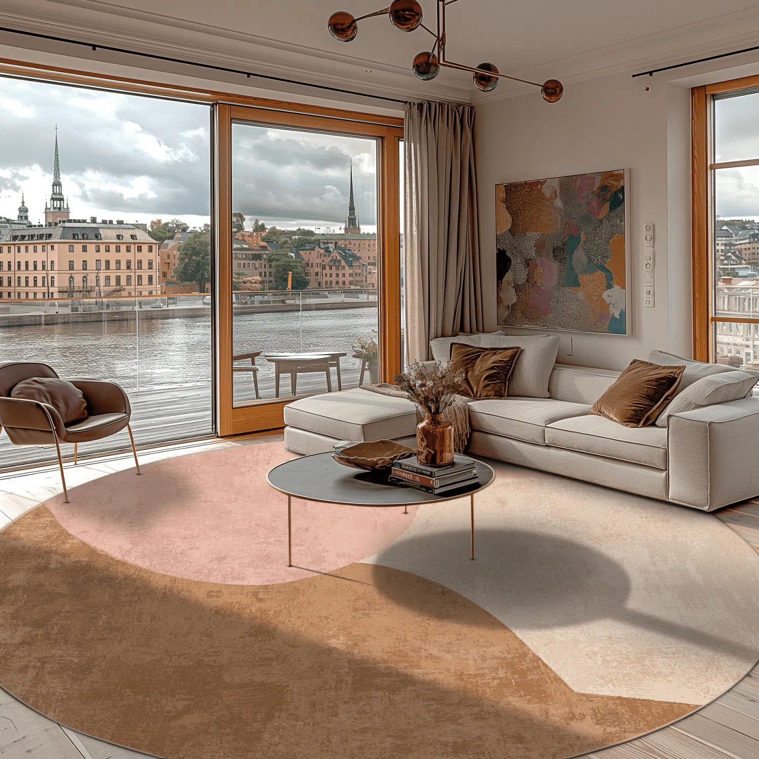 Round rug - Lazio (beige/pink)