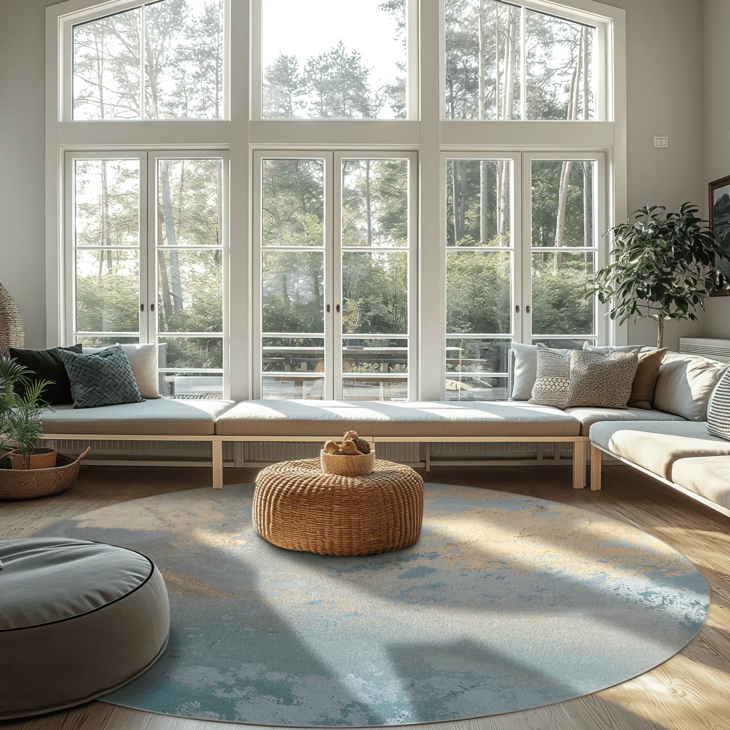 Round rug - Lesley (blue/grey/turquoise)
