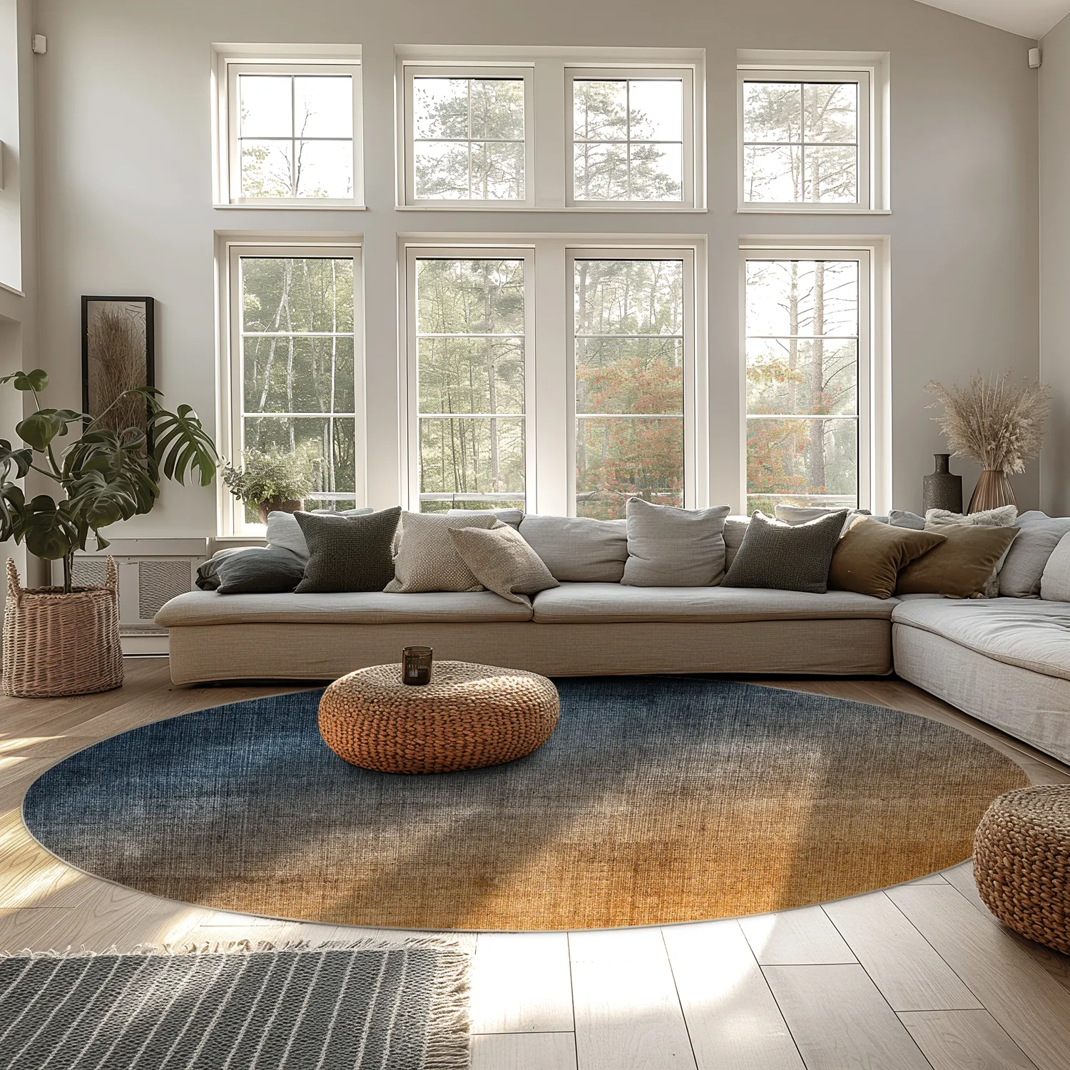 Round rug - Librilla (brown/blue)