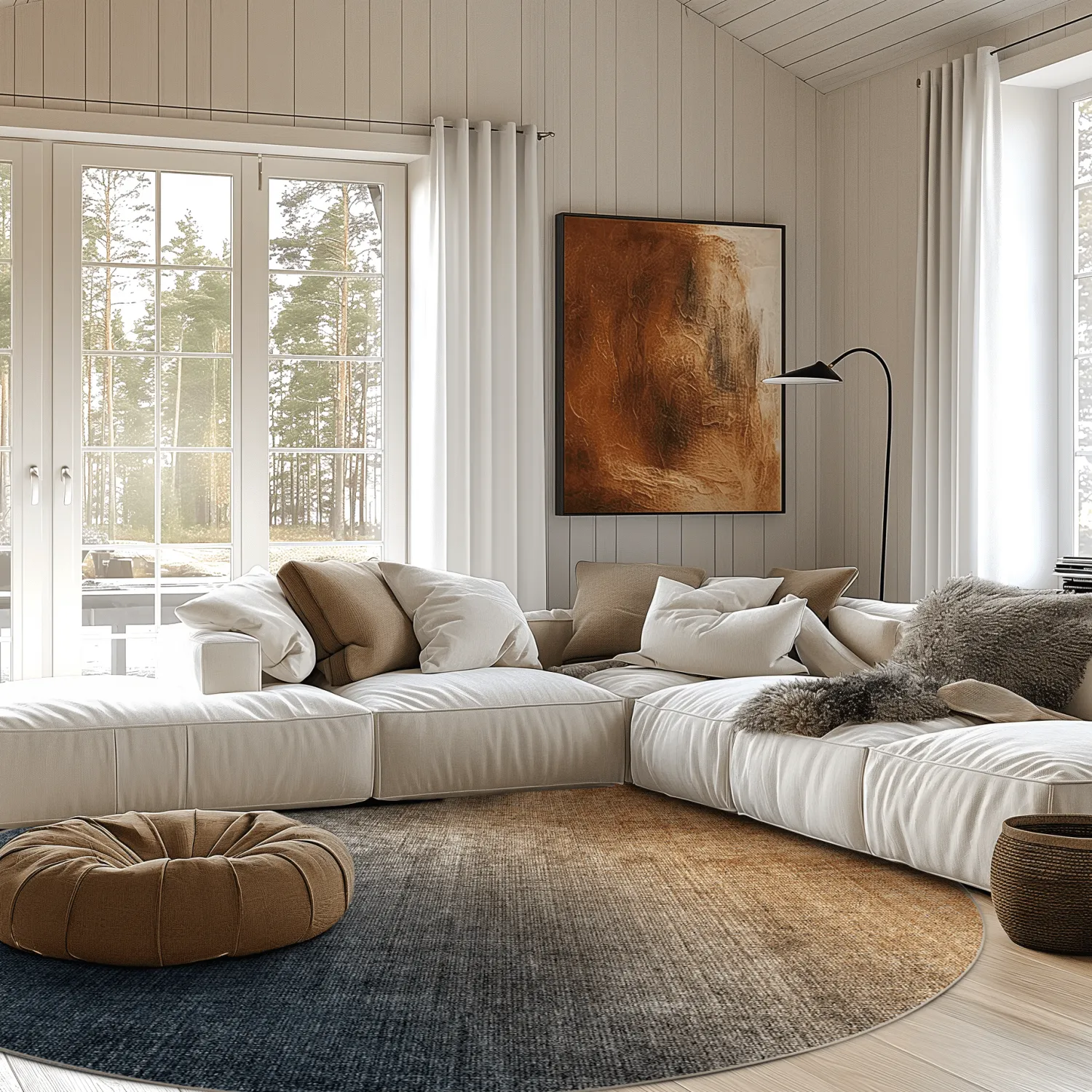 Round rug - Librilla (brown/blue)