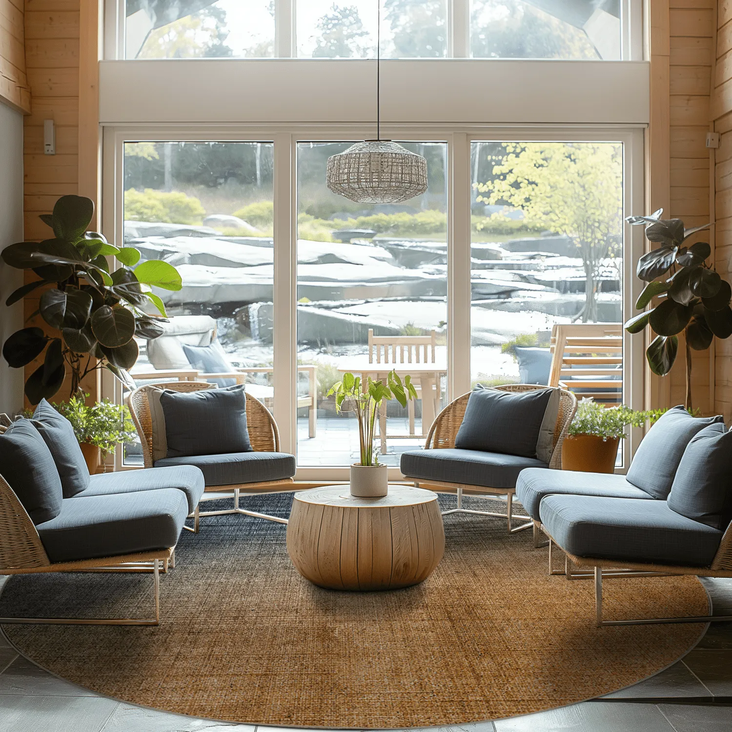 Round rug - Librilla (brown/blue)