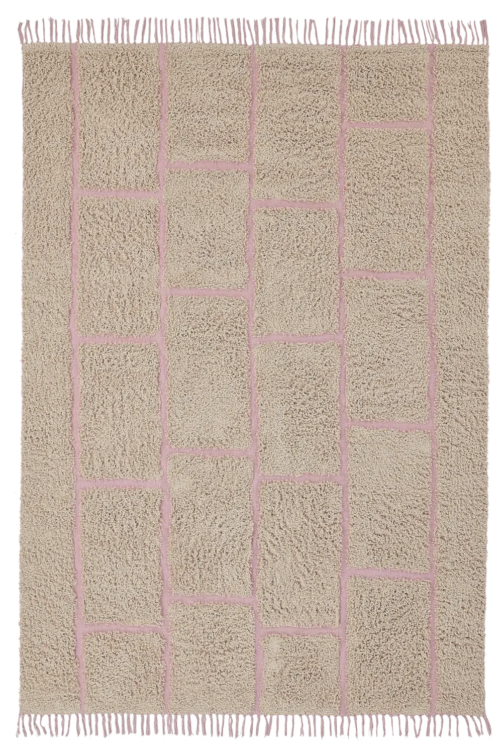 Shaggy rugs - Lindley Natural Cotton Shaggy (beige/pink)