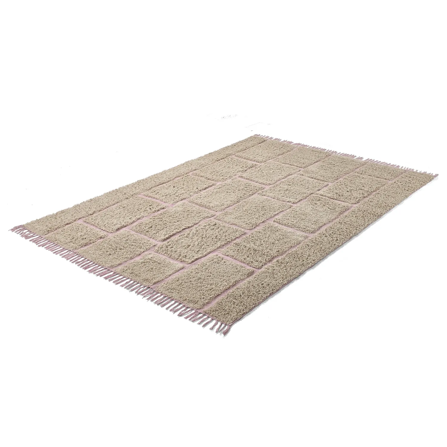 Shaggy rugs - Lindley Natural Cotton Shaggy (beige/pink)