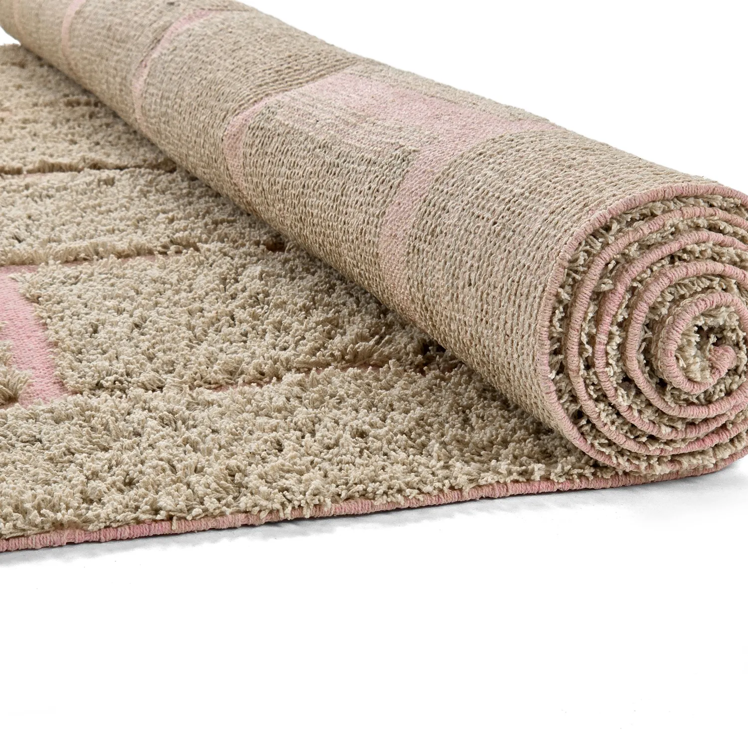 Shaggy rugs - Lindley Natural Cotton Shaggy (beige/pink)