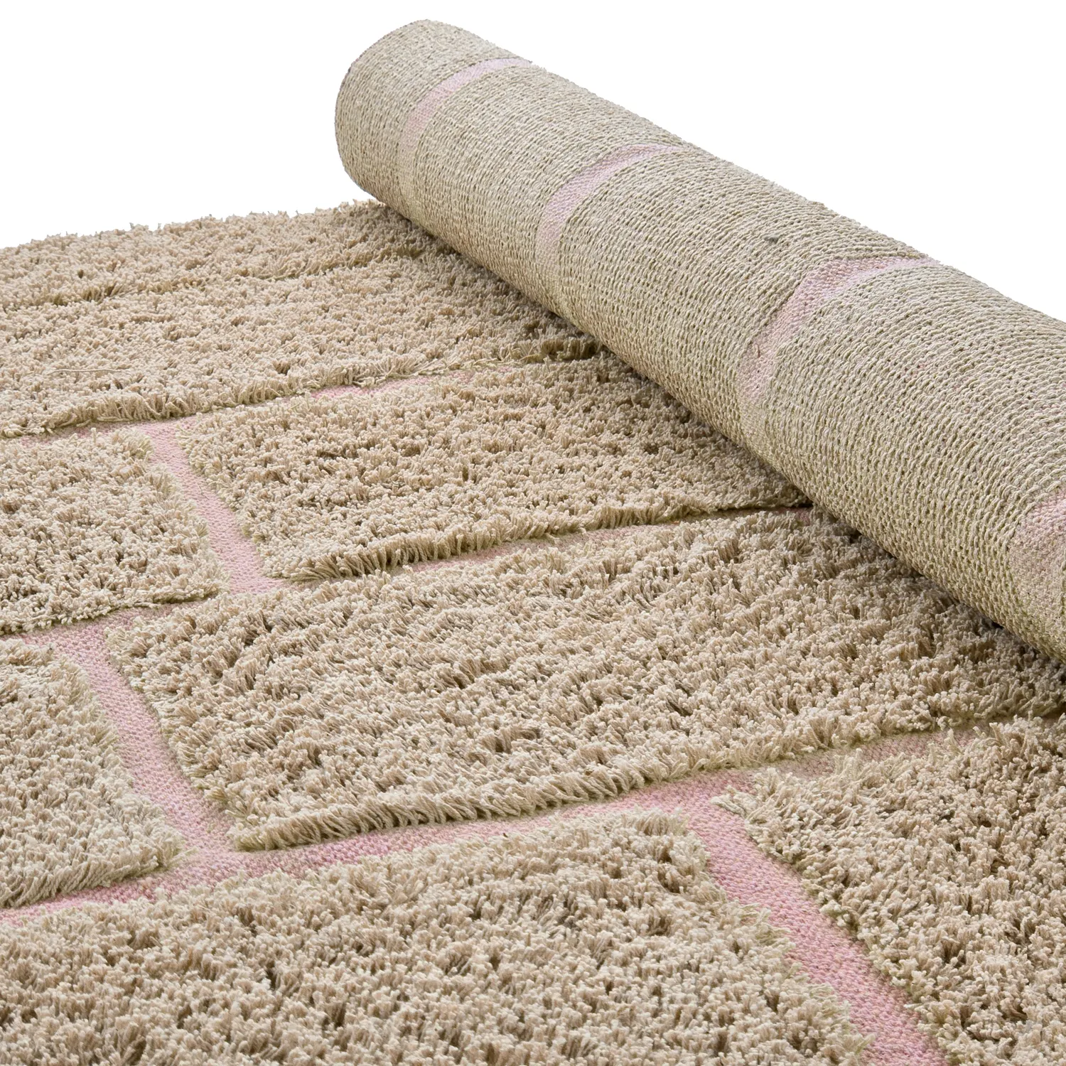 Shaggy rugs - Lindley Natural Cotton Shaggy (beige/pink)