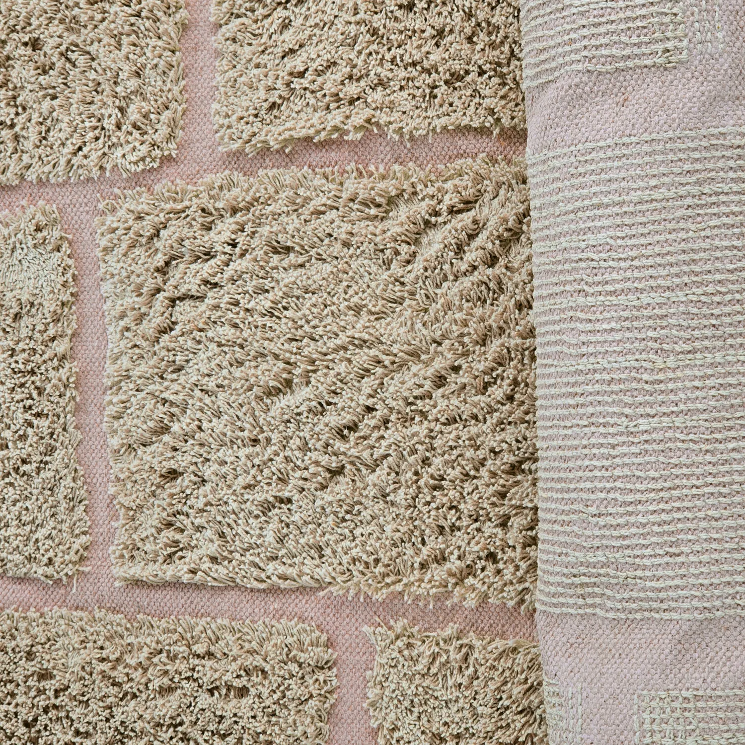 Shaggy rugs - Lindley Natural Cotton Shaggy (beige/pink)