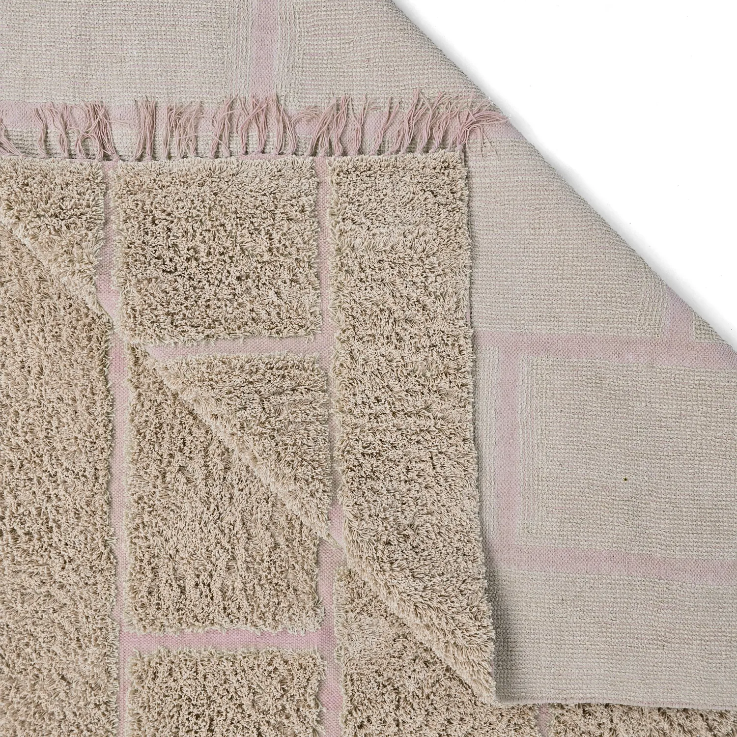 Shaggy rugs - Lindley Natural Cotton Shaggy (beige/pink)