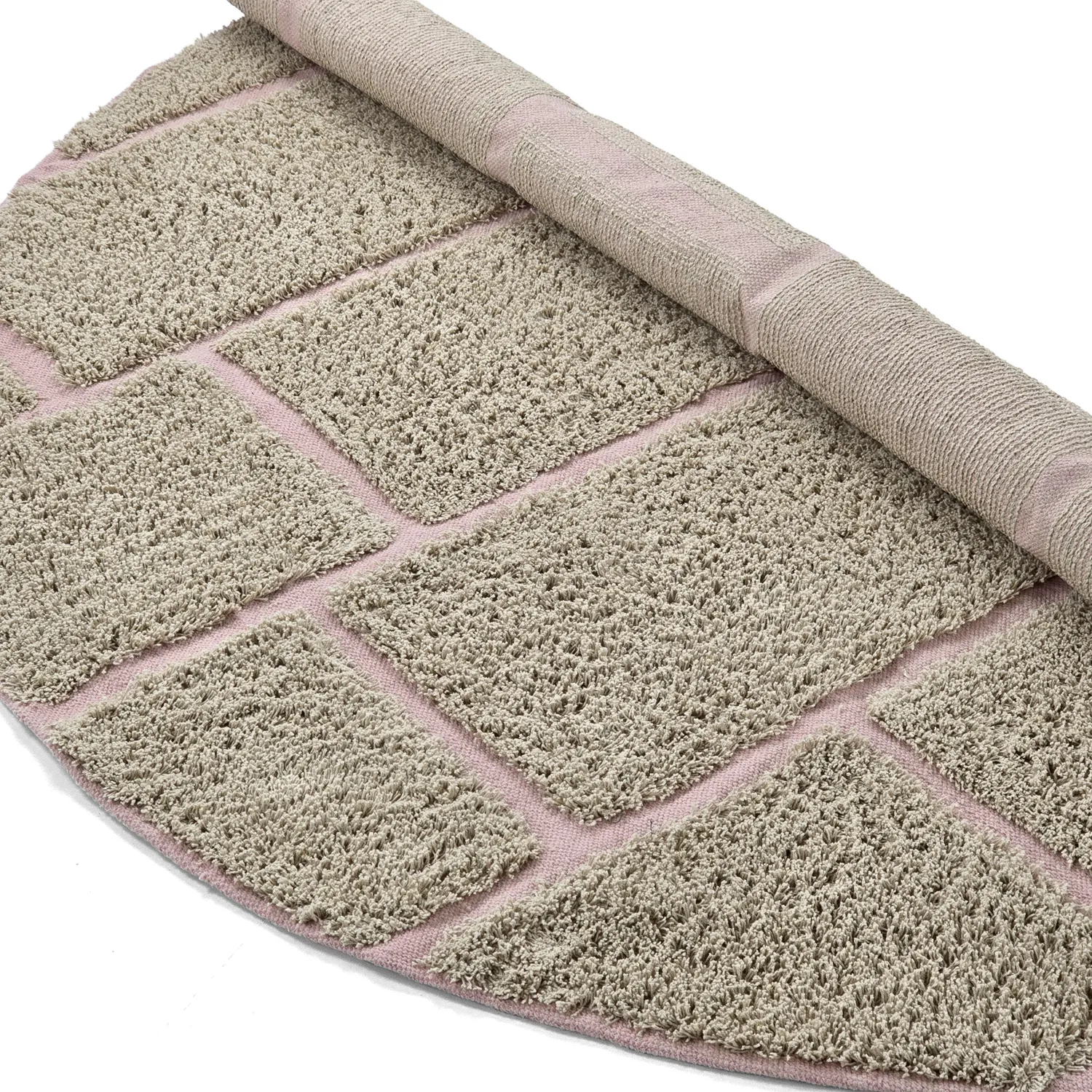 Round rug - Lindley Natural Cotton Shaggy (beige/pink)