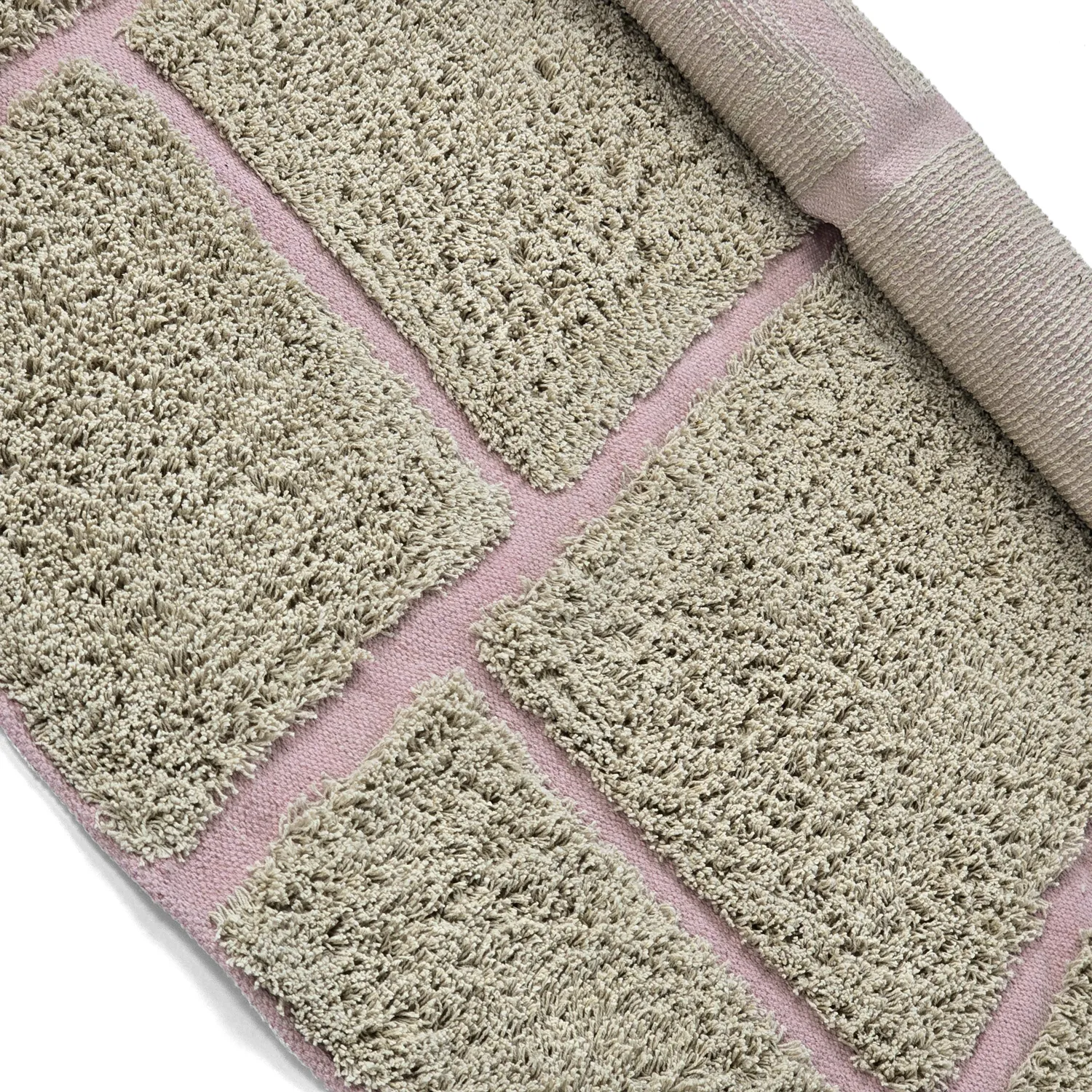 Round rug - Lindley Natural Cotton Shaggy (beige/pink)