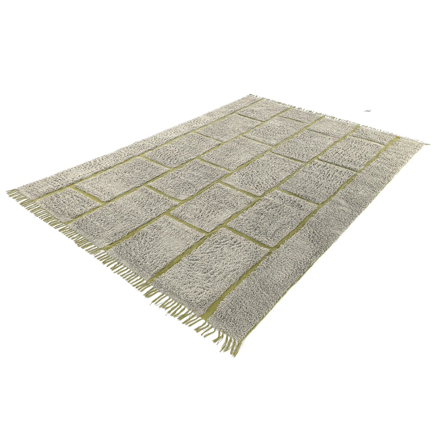 Shaggy rugs - Lindley Natural Cotton Shaggy (greige/green)