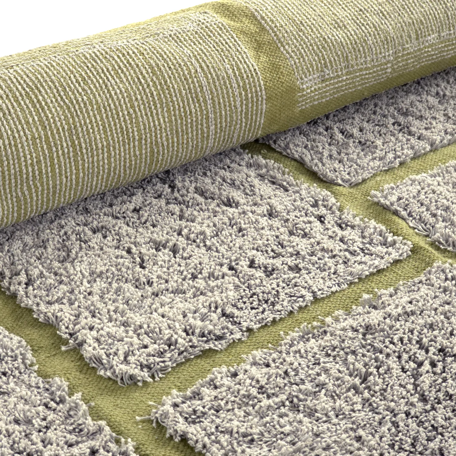 Shaggy rugs - Lindley Natural Cotton Shaggy (greige/green)