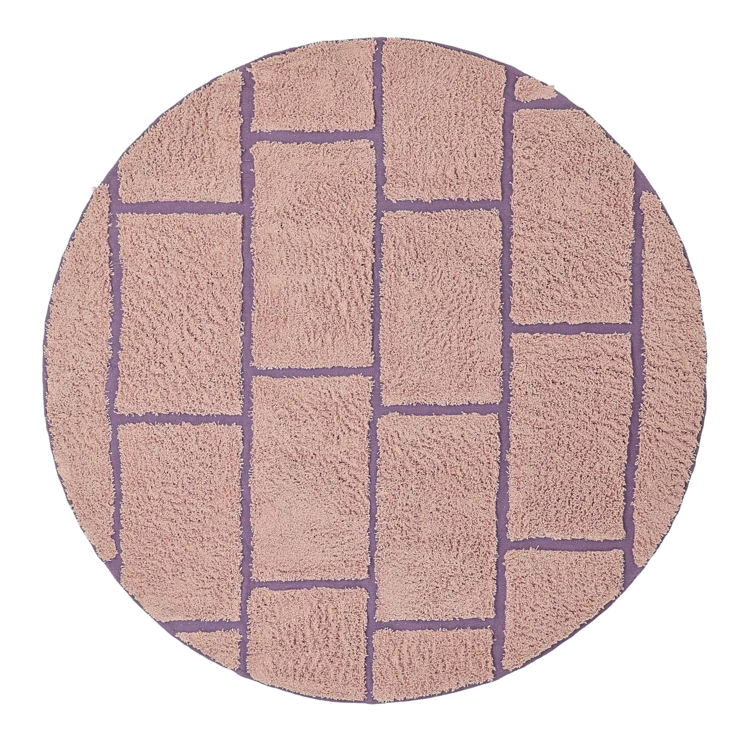 Round rug - Lindley Natural Cotton Shaggy (pink/purple)