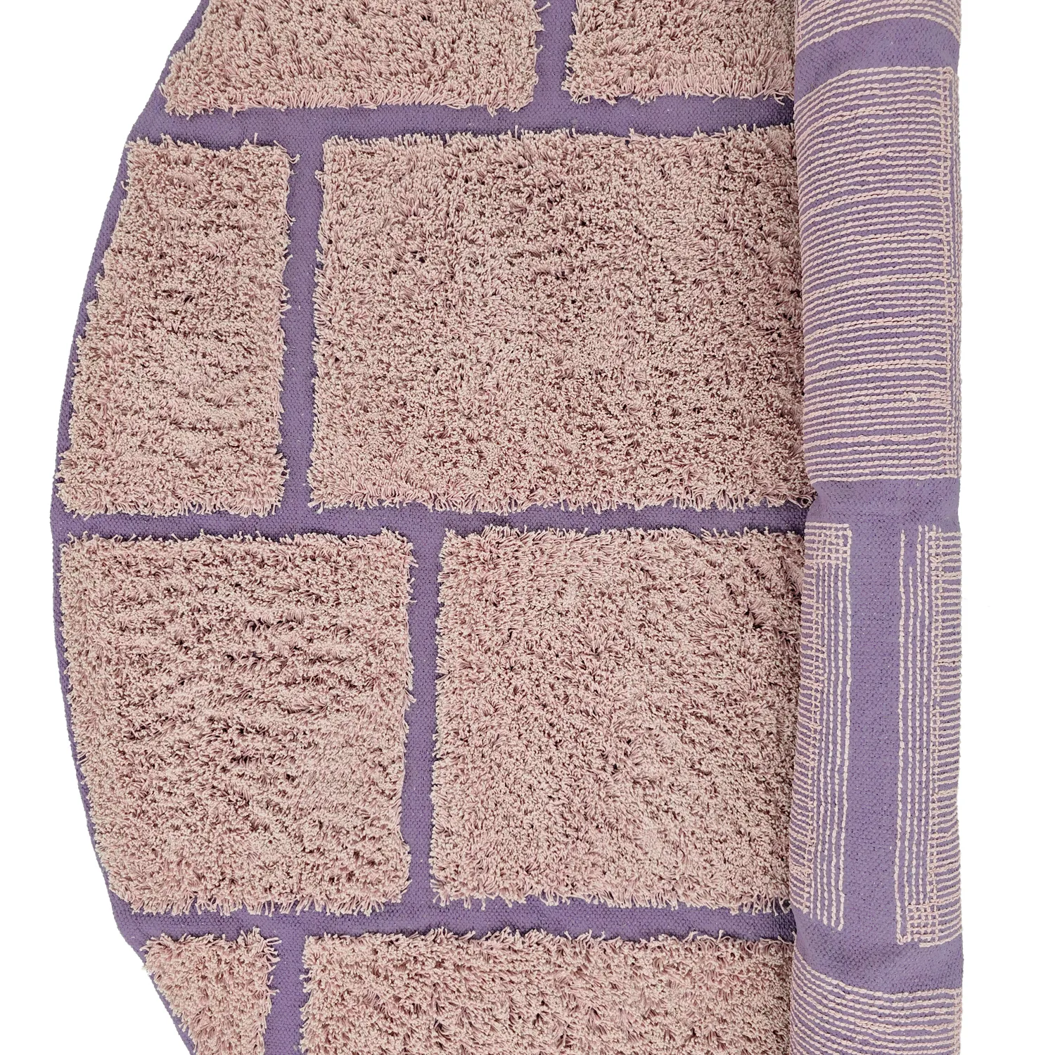 Round rug - Lindley Natural Cotton Shaggy (pink/purple)