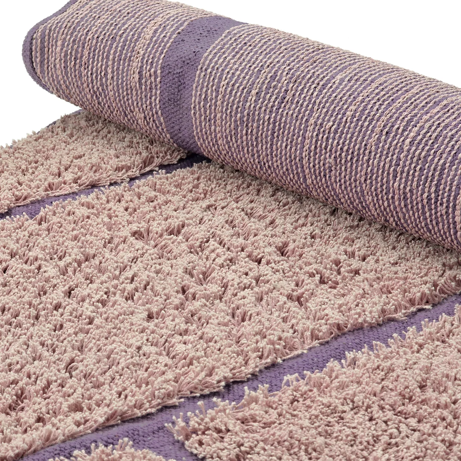 Round rug - Lindley Natural Cotton Shaggy (pink/purple)