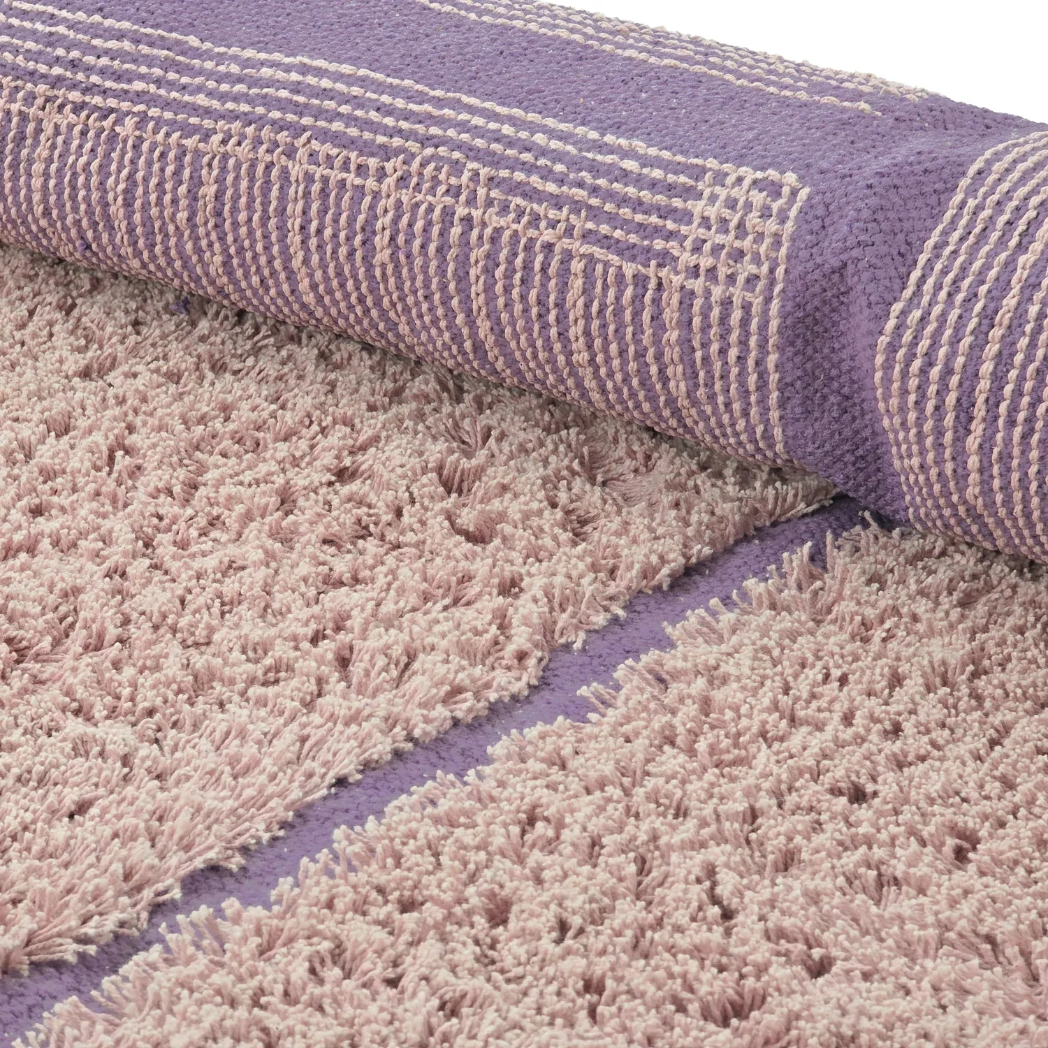 Round rug - Lindley Natural Cotton Shaggy (pink/purple)