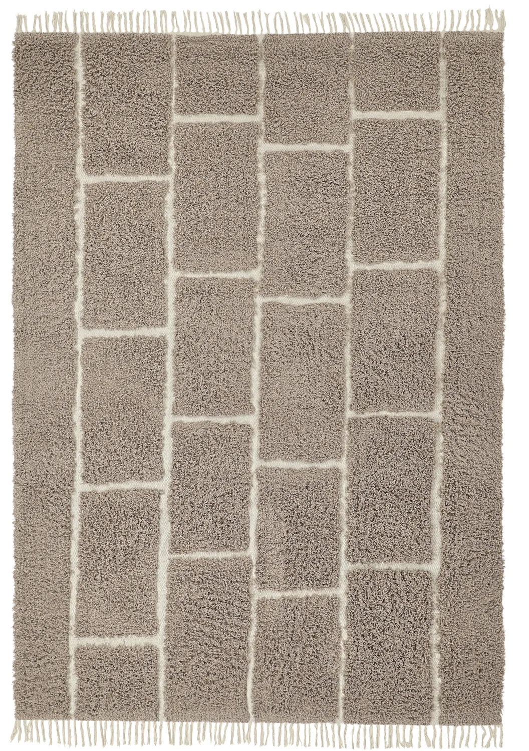 Shaggy rugs - Lindley Natural Cotton Shaggy (taupe/grey)