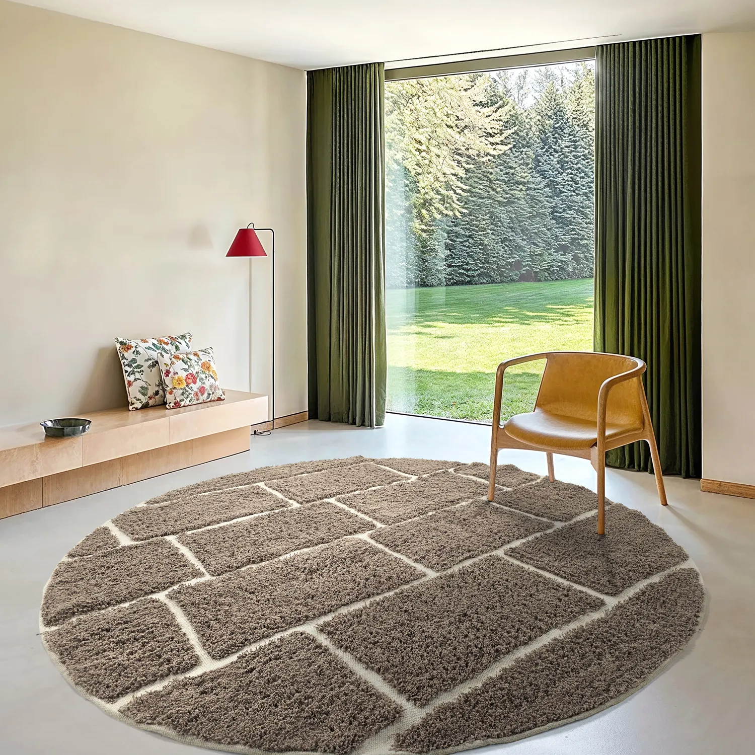 Round rug - Lindley Natural Cotton Shaggy (taupe/grey)