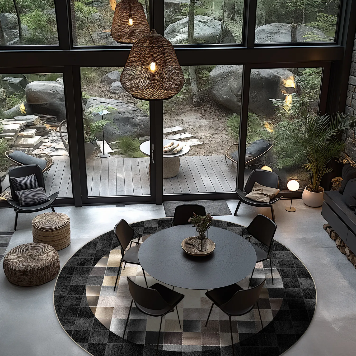Round rug - Livada (black/multi)