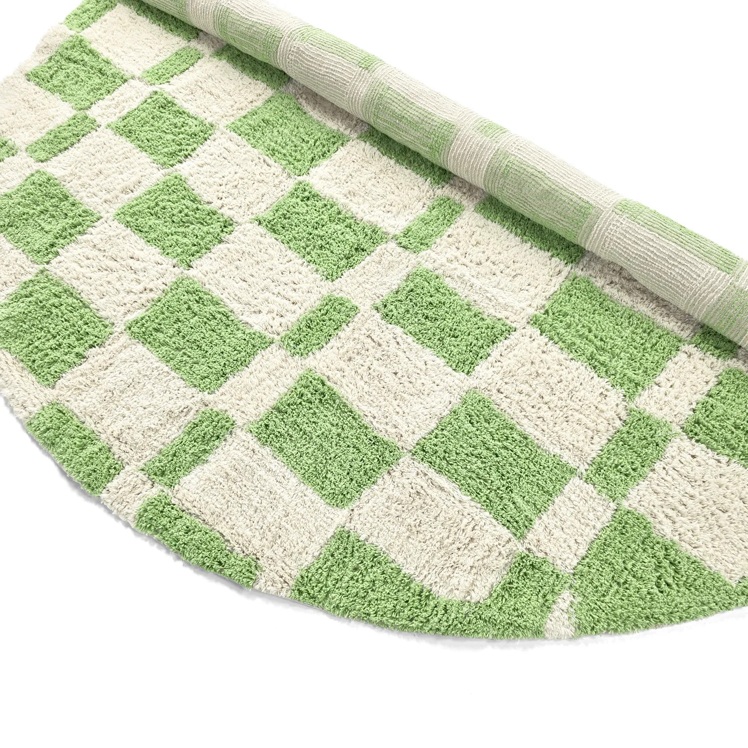 Round rug - Maranello Natural Cotton Shaggy (green)