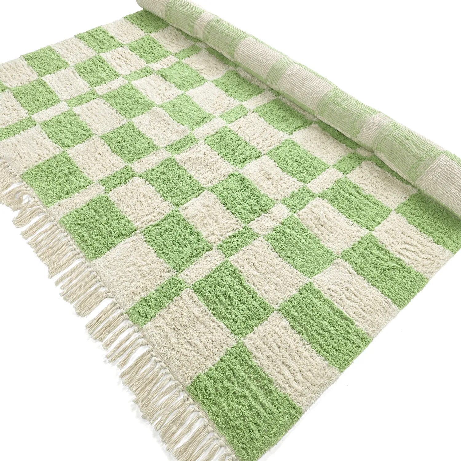 Shaggy rugs - Maranello Natural Cotton Shaggy (green)