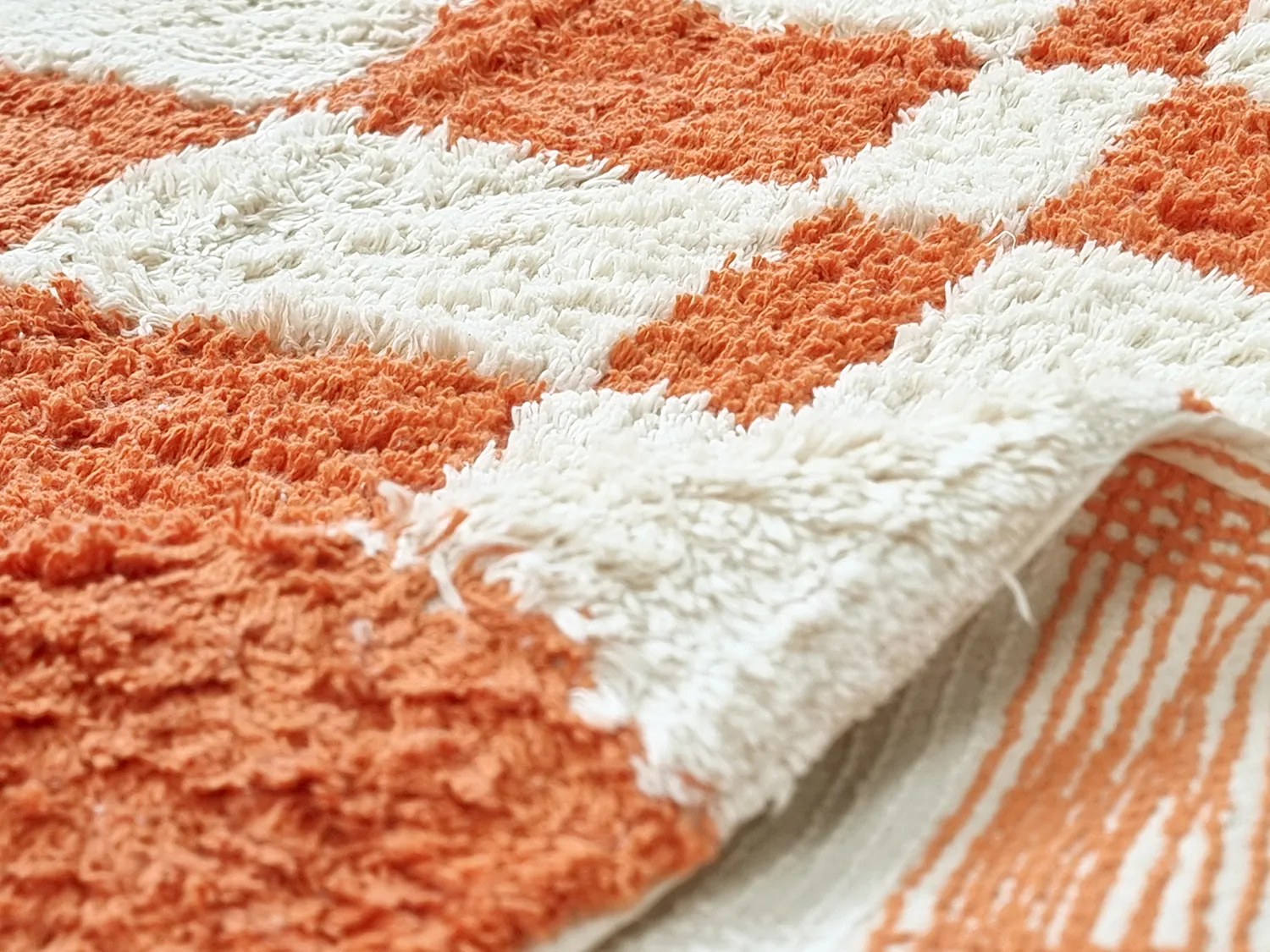 Round rug - Maranello Natural Cotton Shaggy (orange)
