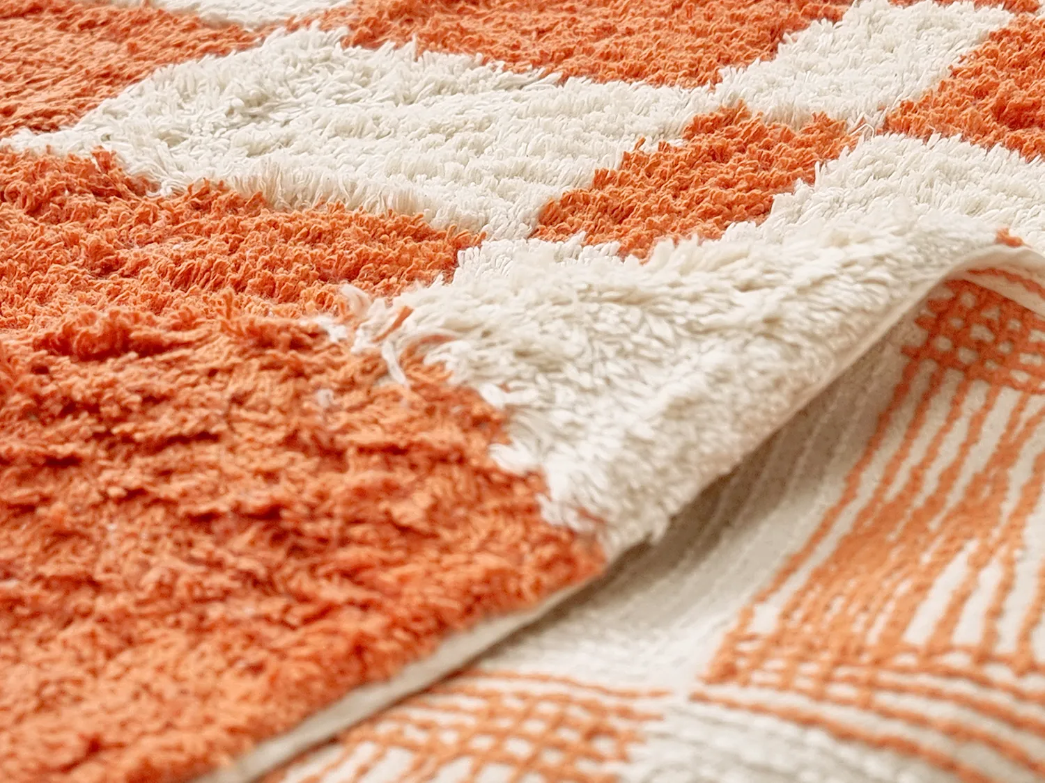 Round rug - Maranello Natural Cotton Shaggy (orange)