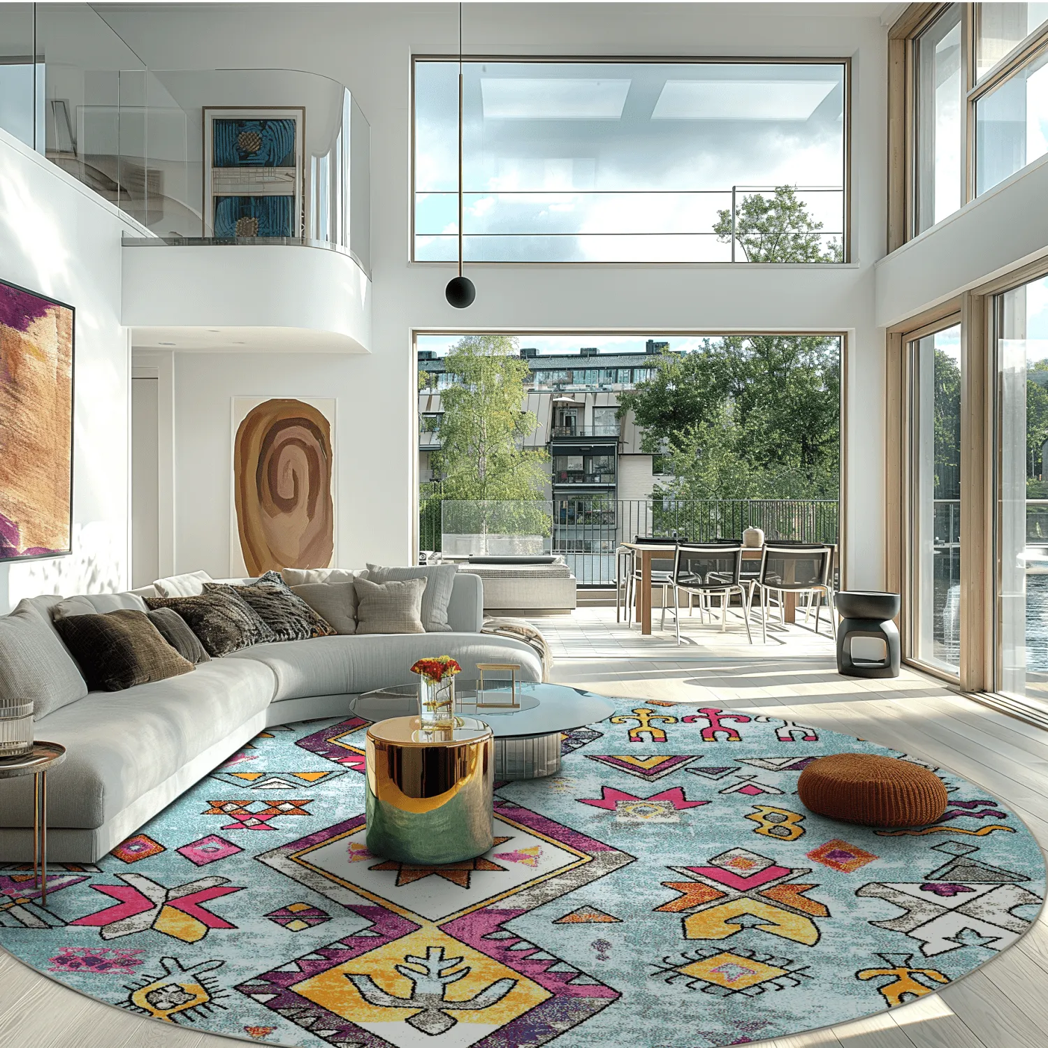 Round rug - Misare (blue/multi)